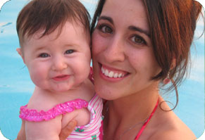 Mom and baby by the pool